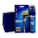 Gillette ProShield Geschenkset Kulturtasche mit 3 Rasierklingen, Griff und Rasiergel 170 ml