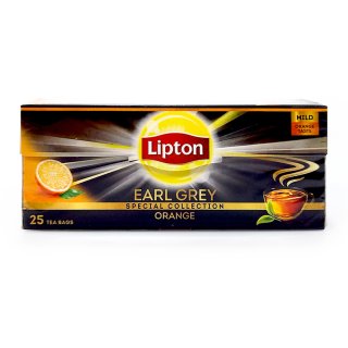 Lipton aromatisierter Schwarztee Earl Grey mit Orange, 25er Pack