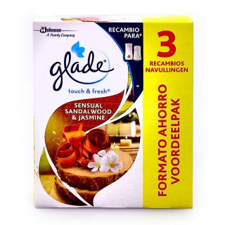 Glade Touch & Fresh refill Sensual Sandalwood & Jasmine, 3x 10 ml